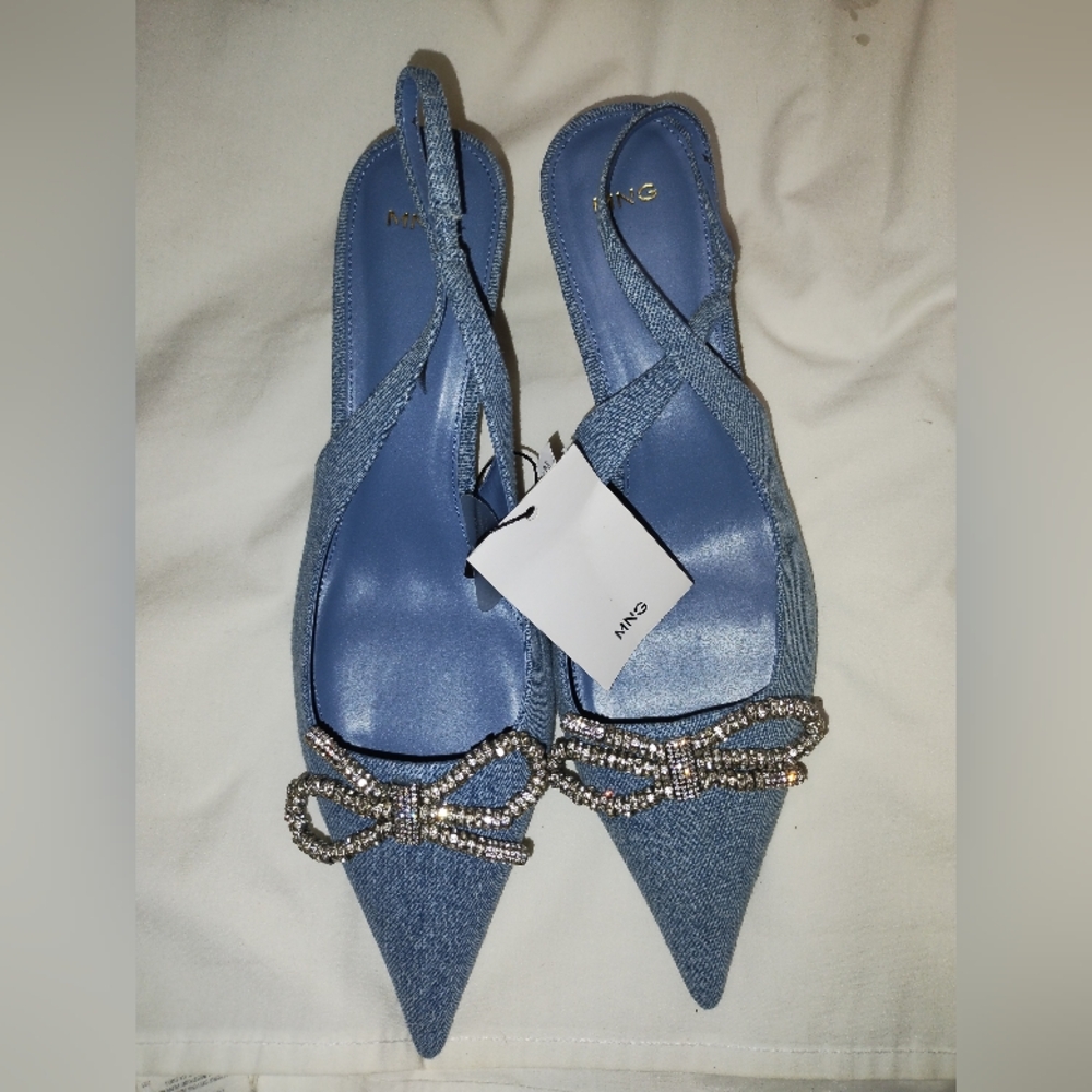 MNG Blue Women's Slingback Heels